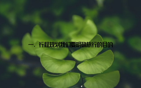 一、行程规划我们要明确旅行的目的